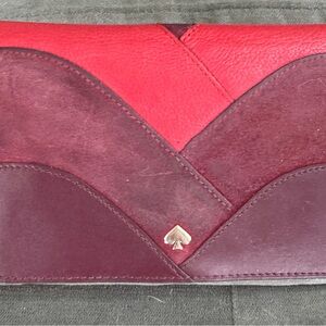 Kate Spade Red Burgundy Nadine Patchwork Medium Clutch Wallet
